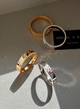 小众金色碎冰冰戒指女