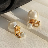 独特双面大珍珠耳环耳钉耳夹无耳洞女2026新款 爆款 高级感秋冬耳饰