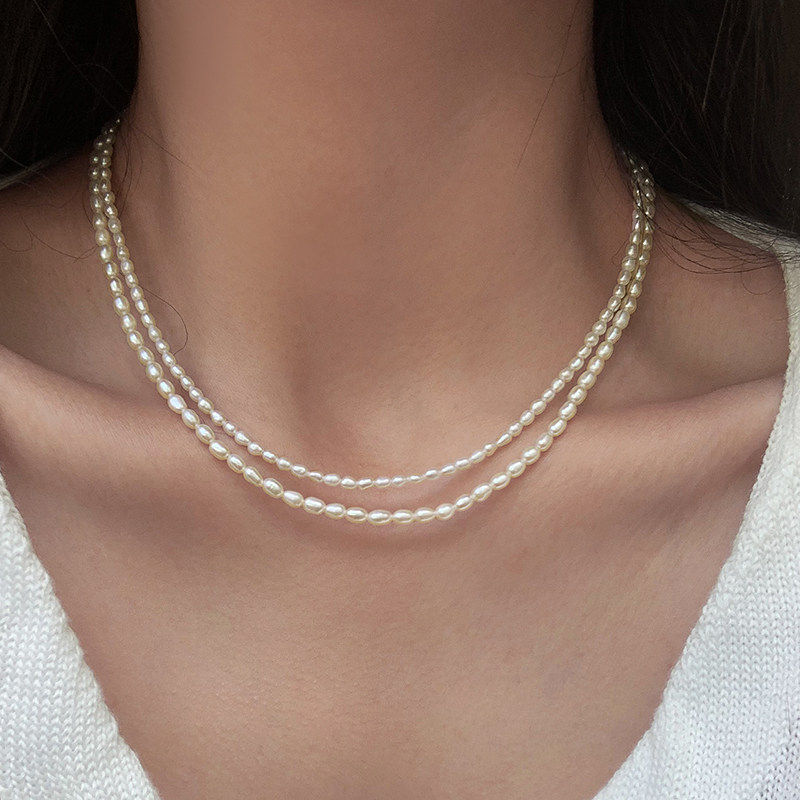 极细2mm小米珠米粒天然淡水巴洛克珍珠项链女轻奢高级感锁骨颈链