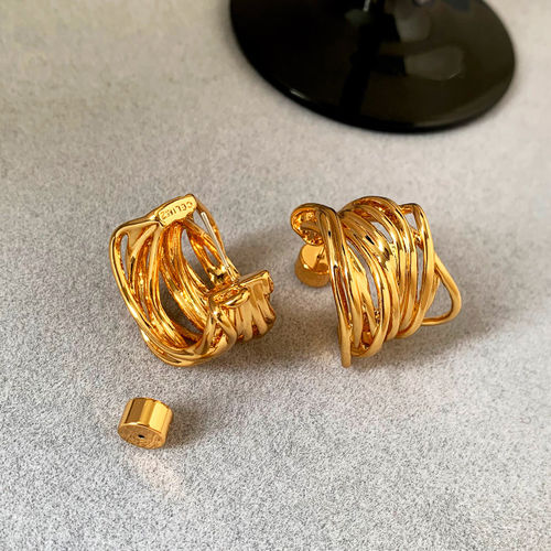 独特金色耳环女轻奢小众