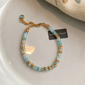 爆款 新中式 海蓝宝串珠手链女轻奢小众精致高级感蓝色新款 手串首饰