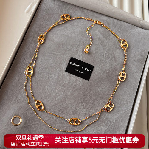 老钱风金色猪鼻子项链女