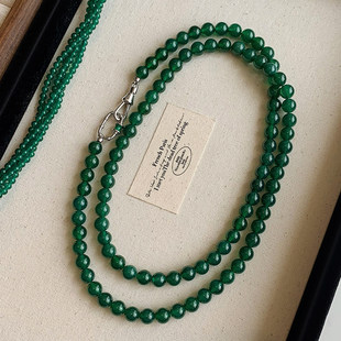 绿玉髓国风长款玛瑙项链女大气高档高级感轻奢叠戴秋冬毛衣链配饰