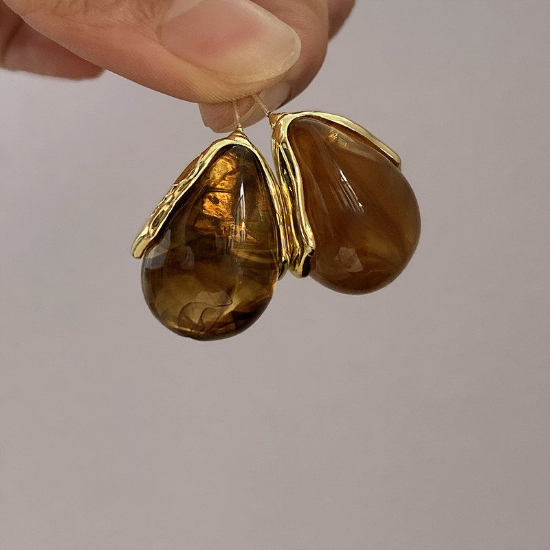 美拉德复古琥珀色耳环女轻奢高级感2025新款耳钉独特耳坠秋冬耳饰,饰品/流行首饰/时尚饰品新,耳环,淘宝优惠券,粉丝福利购,淘宝优惠卷