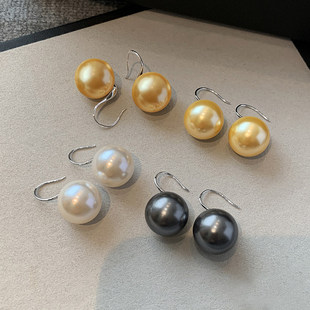 高级感耳钩秋冬耳环 爆款 929纯银澳白施家珍珠耳钉高跟鞋 2025新款