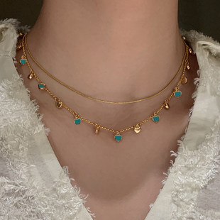 满天星蓝色爱心项链女配饰轻奢高级感2026新款秋冬锁骨颈链毛衣链