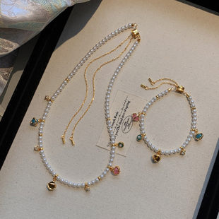 天然欧泊宝石彩色珍珠项链女长款轻奢大气高级配饰秋冬锁骨毛衣链