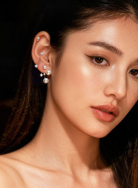 999纯银针钻石珍珠耳环女轻奢高级感独特漂亮耳钉巨好看气质耳饰