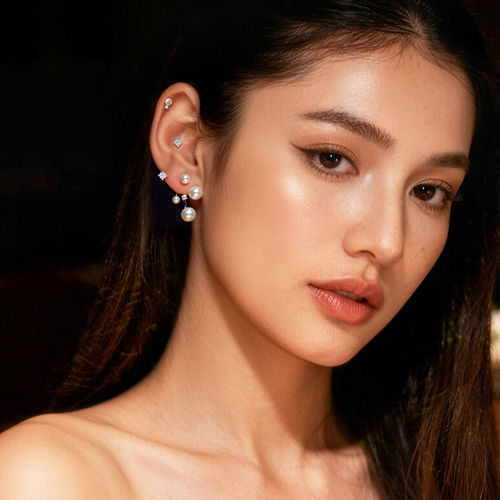 999纯银钻石珍珠耳环女