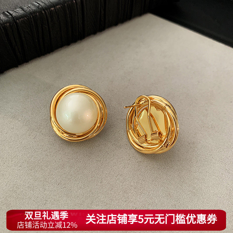 925纯银马贝珍珠耳钉女