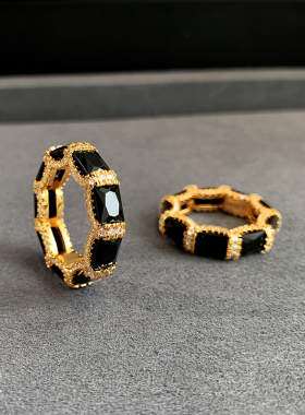 黑色玛瑙戒指女轻奢小众