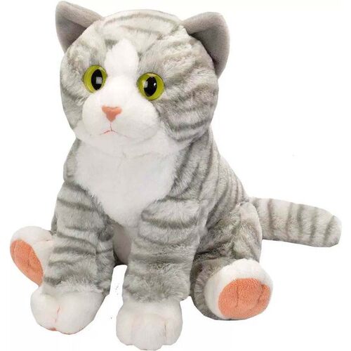 （代购）美国wild republic仿真银虎斑猫tabby cat毛绒玩具公仔