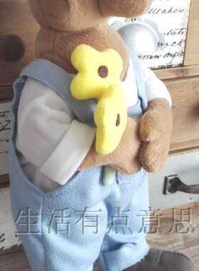 （定做）背带裤工装捧花求婚棕熊brown bear毛绒玩具公仔