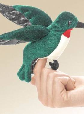 （代购）美国folkmanis仿真蜂鸟hummingbird毛绒玩具公仔指偶