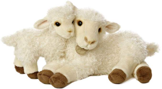(代购)美国fiesta仿真母子款绵羊sheep毛绒玩具公仔