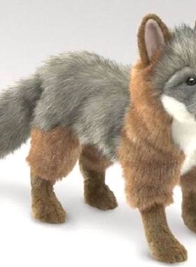 （代购）美国folkmanis仿真岛屿灰狐狸grey fox毛绒玩具公仔