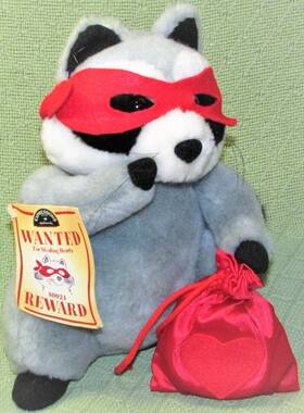 （代购）美国fiesta仿真蒙面强盗浣熊racoon毛绒玩具公仔