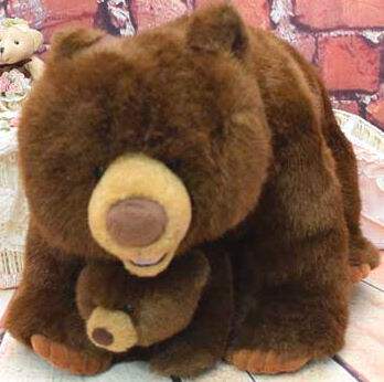 (代购)美国国家地理仿真母子棕熊brown bear毛绒玩具公仔