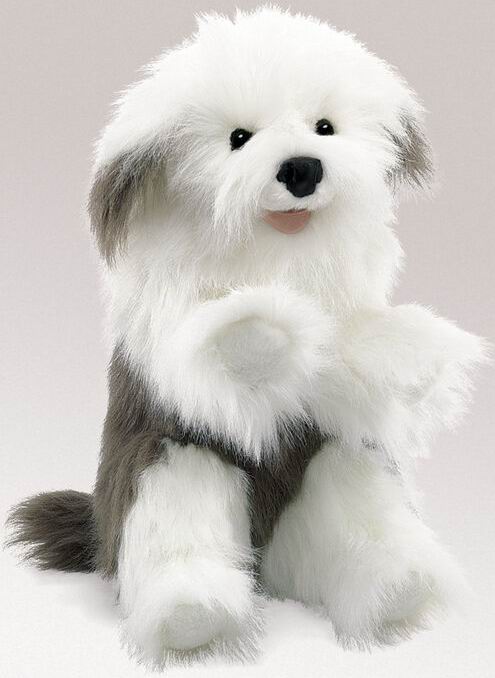 （代购）美国folkmanis仿真英国古代牧羊犬狗狗毛绒玩具公仔手偶