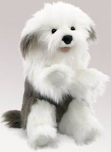 （代购）美国folkmanis仿真英国古代牧羊犬狗狗毛绒玩具公仔手偶