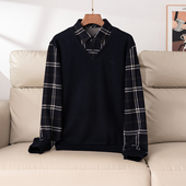 舒适百搭保暖假两件衬衫 抗静电 加绒款 领商务休闲日常格纹上衣