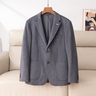 潮 休闲西服男秋冬羊毛商务百搭外套西装 撤柜男装 100%绵羊毛