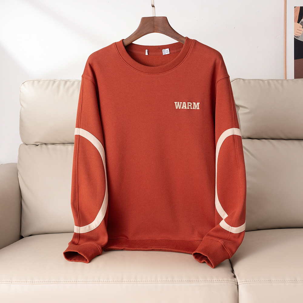 52棉撞色刺绣舒适套头长袖卫衣