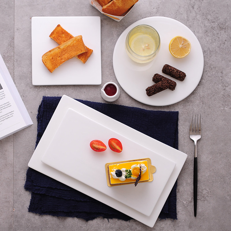 纯白陶瓷果酱画盘子西餐牛排盘展示柜平板盘甜品冷餐蛋糕盘寿司盘