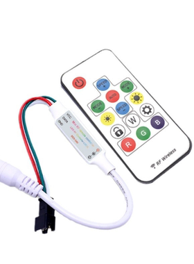 LED全彩灯带无线14键SP104E调光器迷你RF遥控幻彩灯带控制器5-24v