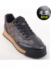 Winter Fleece-Lined Warm Cotton Shoes for Men, Trendy and Fashionable Casual High-Top Shoes, Genuine Leather, Lightweight, Soft, Thick-Soled Sports Shoes