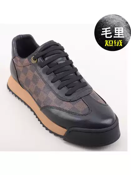 Winter Fleece-Lined Warm Cotton Shoes for Men, Trendy and Fashionable Casual High-Top Shoes, Genuine Leather, Lightweight, Soft, Thick-Soled Sports Shoes