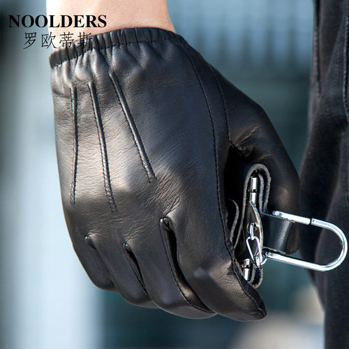 男式冬季加绒保暖骑车薄款皮手套