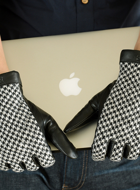 罗欧蒂斯男士冬季时尚潮流保暖真皮手套摩托车骑行防风绅士薄款