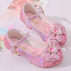 儿童爱莎公主鞋 新款 春秋女孩水晶鞋 女童高跟鞋 走秀主持礼服皮鞋