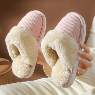 女居家厚底情侣男防滑地板室内拖鞋 加绒室内保暖棉拖鞋 秋冬季 新款