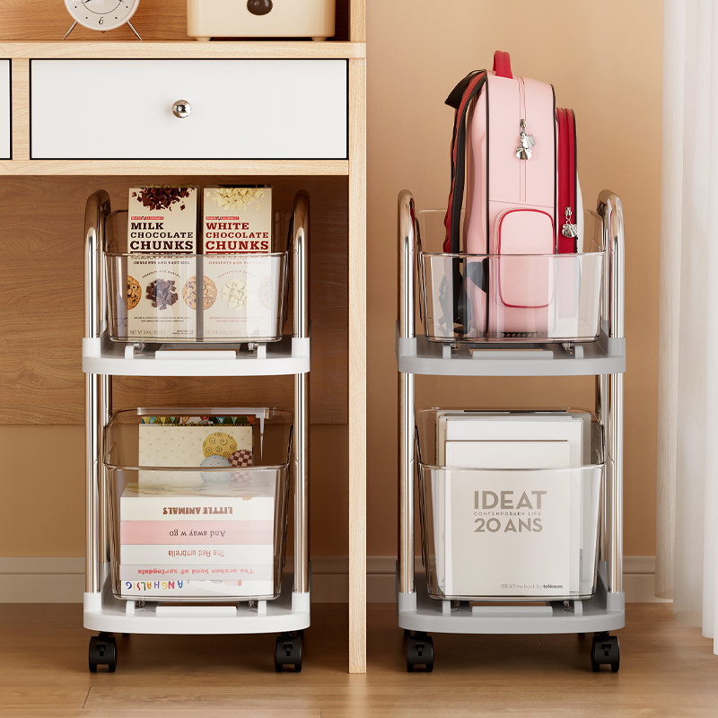 书包置物架可移动小推车书本收纳架神器家用多层放书包桌下滑轮柜