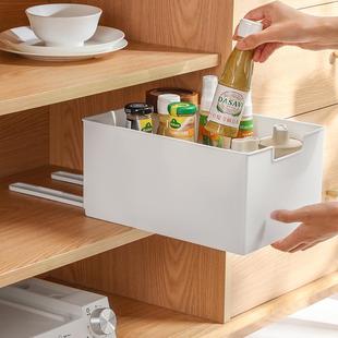 双滑轨抽拉收纳筐餐边柜拉篮厨房橱柜抽屉分隔置物架免打孔整理筐