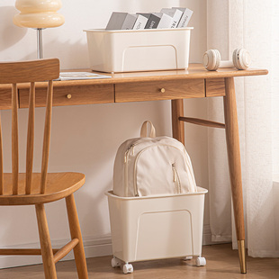 书本收纳箱带滑轮学生教室桌下放书置物架大容量宿舍收纳筐整理盒