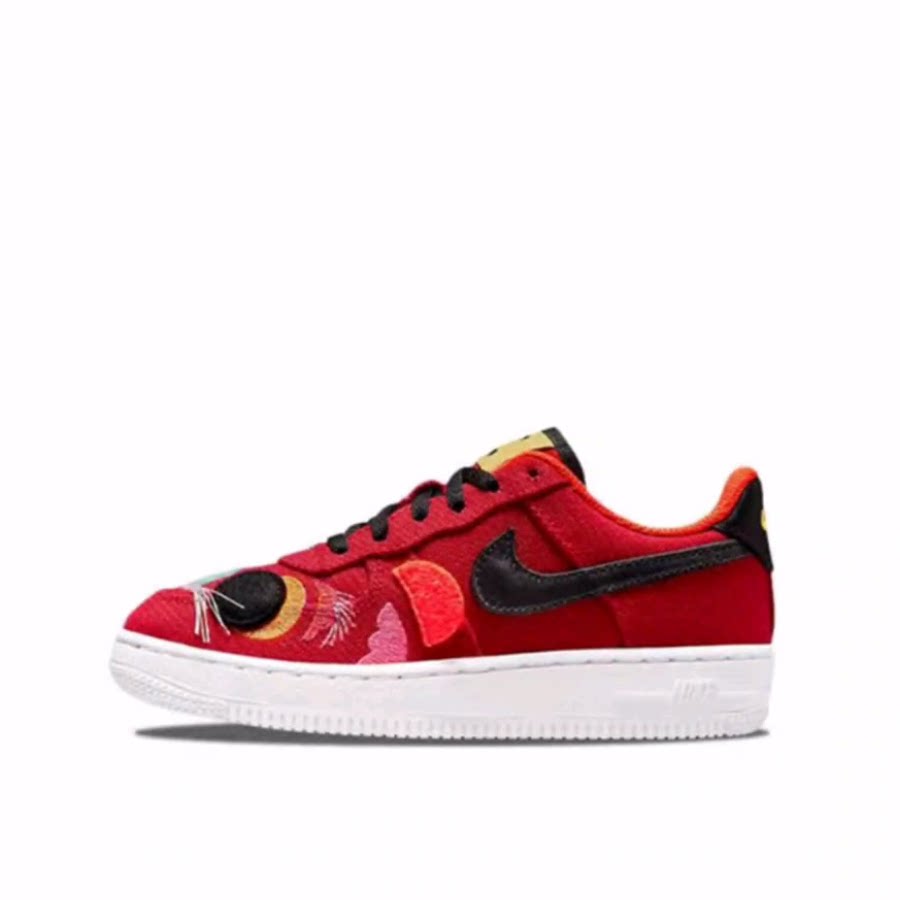 Nike Air Force 1 LV8 舞狮 帆布 休闲 低帮 板鞋 红色 儿童款