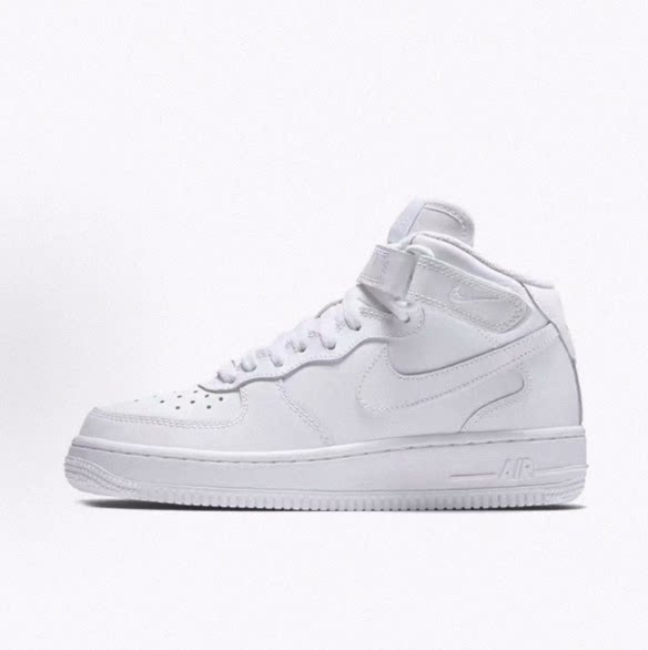 NikeAir Force 1 合成革  中帮 板鞋 白色 男女同款