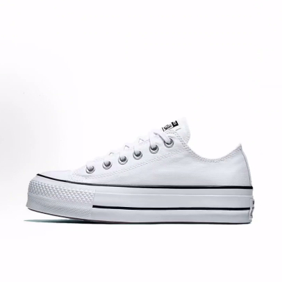 Converse Chuck Taylor All Star 松糕厚底 低帮帆布鞋 女款 纯白