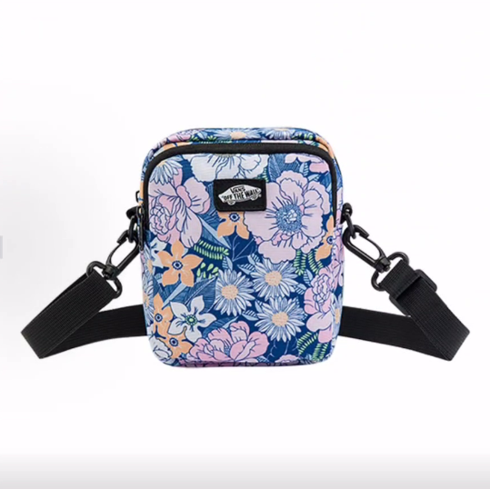 Vans 花朵印花刺绣Logo拉链  单肩包斜挎包 小号 女款