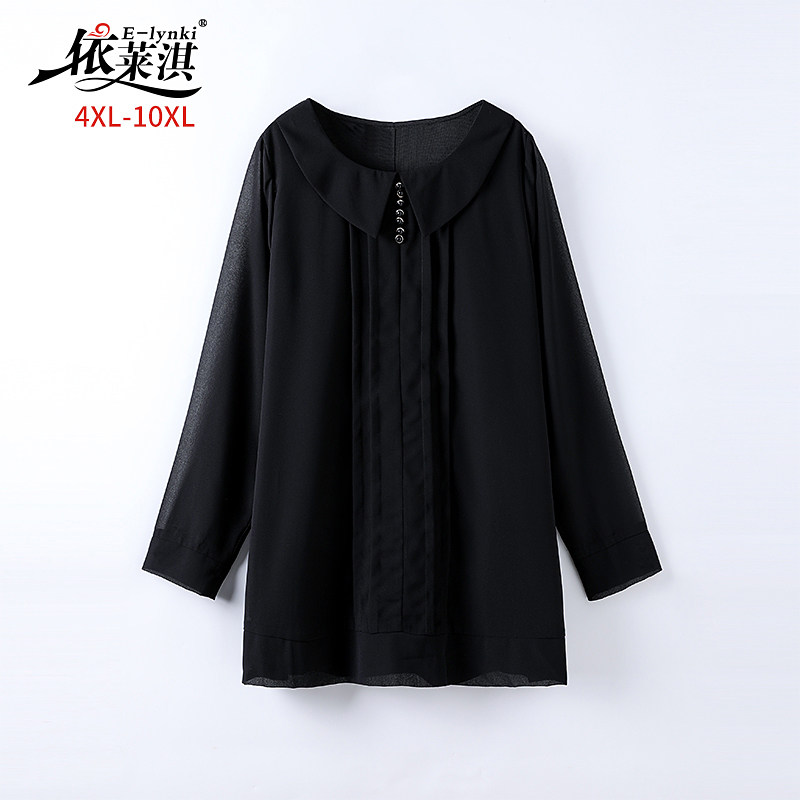 加大码女装胖mm遮肚上衣七分袖2020年新款宽松百搭260斤雪纺上衣