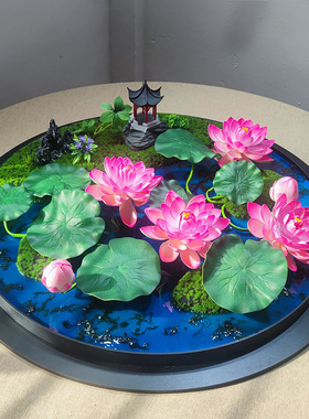 大圆桌摆花餐桌转盘中间摆件