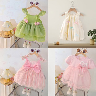 女童连衣裙夏季新款演出服蓬蓬裙宝宝公主裙小童短袖时尚裙子飘逸