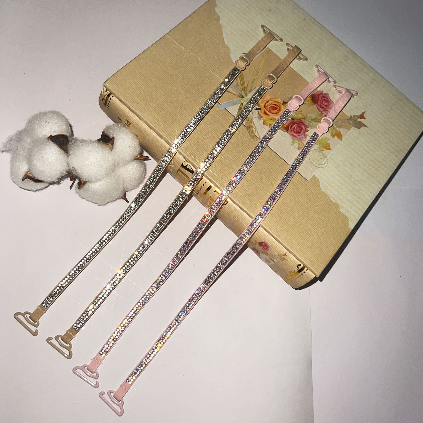 高颜值外露内衣配件吊带背心连衣裙无痕细带隐形水钻带一字领肩带