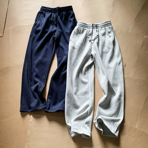 慵懒 无标鸟 Covert平替 日常通勤休闲抓绒针织直筒保暖卫裤 男女