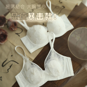 秋冬薄款 内衣女大胸显小软钢圈防下垂收副乳胸罩蕾丝聚拢文胸套装