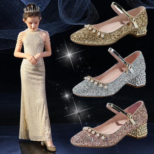高跟鞋大童舞台水晶鞋公主