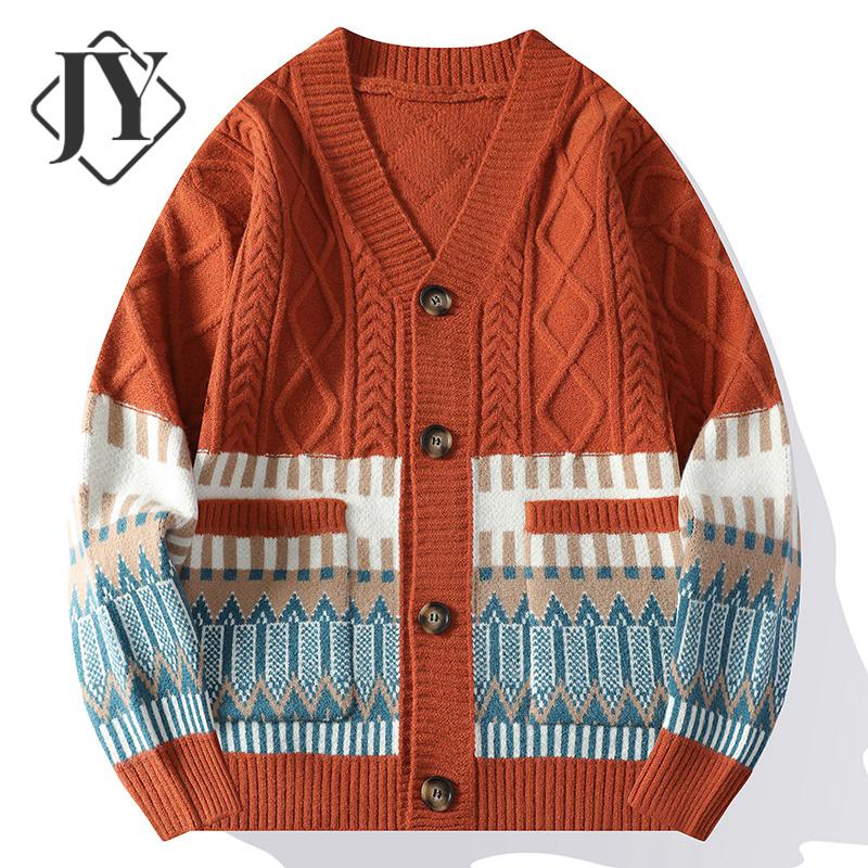 V领男士毛线衣秋冬宽松开衫外套